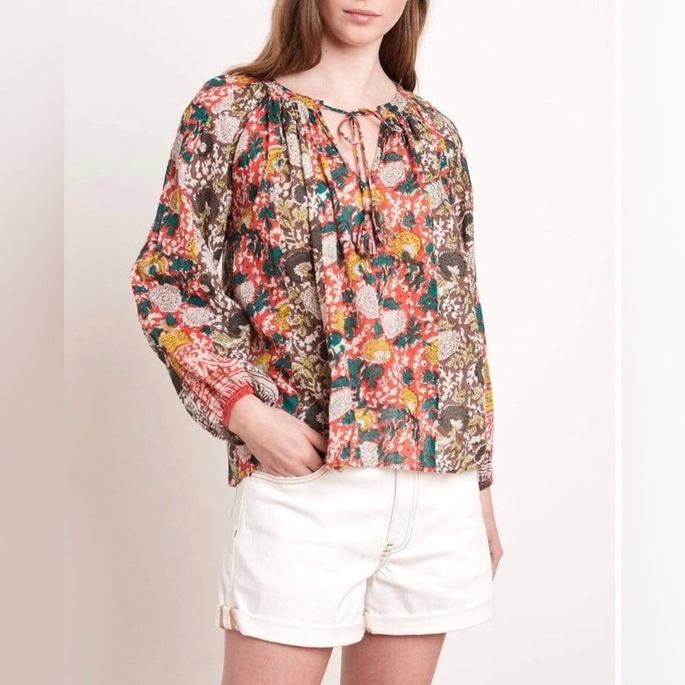 Anthropologie Velvet By Graham & Spencer Floral Boho Top Multicolor SZ XS NWOT